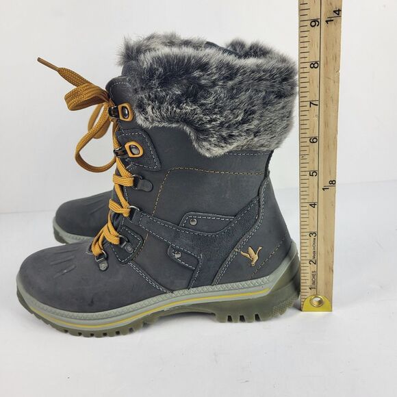 Santana Canada Milly Boots Waterproof Leather Faux fur Gray Size 8.5 - Picture 2 of 14